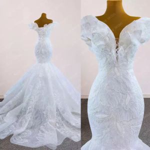 Sirenetta 2022 abiti da sposa designer abito da sposa fuori spalla pizzo applique piuma arti