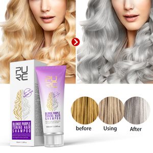 Purc Purple Shampoo para cabelos loiros Remove tons amarelos atrevidos ilumina os cabelos de cinzas de cinzas loiras