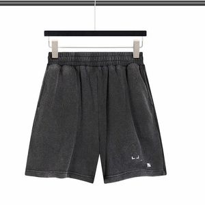 mens shorts classic paris style cotton elastic Heavy industry wash letter embroidery wave casual couple shorts