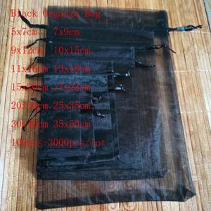 Jewelry Pouches Bags Black Drawstring Organza Gift Package Christmas Wedding Packaging Bags amp small PouchesJewelry