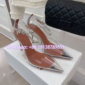 Amin Mua Clear PVC Women Lady Sandal Shoes Nyest Anländer 10 cm Hög häl Summer Footwear AQ3050