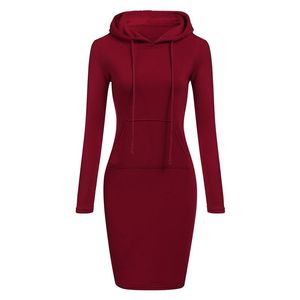 Women's Hoodies & Sweatshirts Winter Women Dresses With Pockets Casual Pullover Sweatshirt Long Sleeve Plus Size O-Neck Hoody Clothes
