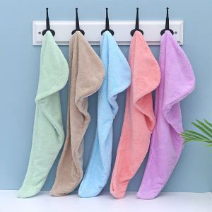 Basic Bathroom Soft Coral Fleece Hair Wraps Quick-drying Towel Solid Colored Comfortable Daily Home Bath Towels