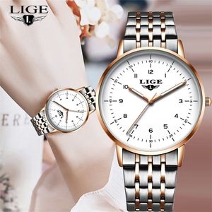 Lige New Gold Watch Women Watches Ladies Creative Steel Women's Bracelet Watches女性の防水時計Relogio Feminino 201124