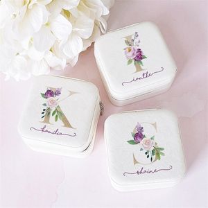 Custom Personalized Travel Jewelry Case Ring Box with Name Bridesmaid Proposal Wedding Bridal Shower Customized Gift 220704