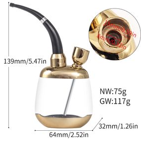 Glass Store Hookah Pipe Dual-anv￤ndningscirkulerande filter Portable Hookah Bag Guld och silver 2-f￤rg Vatten