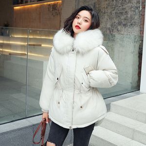 jacket winter with big fur collar winter coat women parkas Loose Clothes with Hats and Large Size 201027