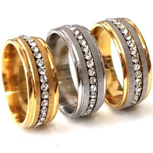 30pcs/lote por atacado mistura de zircão anel de aço inoxidável de 8 mm de noivado de casamento cz anéis amantes casais presentes unissex jóias