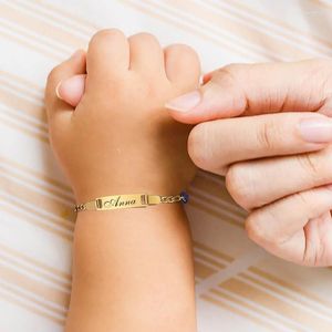 Łańcuch linków niestandardowe Nazwa grawerowania Bracelety dla mamy Baby Anti Alergia Stal nierdzewna Niemowlę Niemowlę Rodzina Family Love Prezenty Regulowana biżuteria Kent2