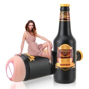 Juguetes sexy para hombres Regalo Soft Ora Pussy Real Vagina Cerveza portátil Botella de cerveza Erótica Adulto Máquina Máquina Manual Masturbador masculino