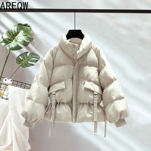 8 Solid Colors Cotton Parkas Womens Outwear Korean Style Autumn Winter Oversized Coats Jacket Womens Clothing 201026