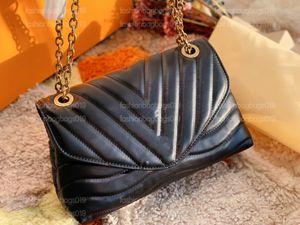 New Wave Women Business Shopping Bag M58552 V Shaped Quilting Vintage Gold-Color Chain Bag Handbag Smooth Cowhide Leather Cross Body Shoulder Bags