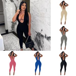 2022 Sexy Designer Jumpsuits For Womens Hollow Out Rompers Spring And Summer Hanging Neck Bodysuit Open Back And Hip Lifting Sports Onesies