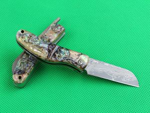 Damaszek golenia kieszonkowa kieszonkowa nóż vg10 stalowy ostrze Damascus Abalone Shold Edc Zebranie noży prezent świąteczny