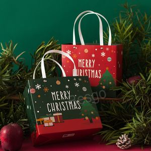 Juldekorationer presentpåsar Santa Paper Bag med handtag God jul barnfest gynnar påse Xmas gåvor Package Pouches BH7457 TYJ