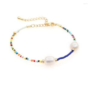 Beaded Strands Moloye 2022 Fashion Bohemian Miyuki Rice Beads Handmade Light Luxury Natural Freshwater Pearl Small Bracelet Women Fawn22