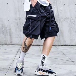 Mens Shorts Solto Verão Calças de Carga Jogger Streetwear Hip Hop Punk Sweatshorts Techwear Moda Vestuário Casual 220318