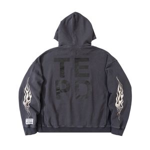 22fw Automne Hiver Oversize USA Fire Sleeve Hoodie Skateboard Over size high street Hoody Hommes Femmes Unisexe streetwear Sweat à capuche Pulls