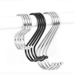 Hooks & Rails 1-10pcs S Hook Hanging Black/silver Stainless Steel Home Closet Clothes Rack Kitchen Storage And Organizer ToolsHooks