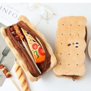 Pencil-Box Biscuit Shape Plush Cookies Pencil Bag Simple Large-capacity Cute Cookies Stationery Box Student Gift Pensil Case