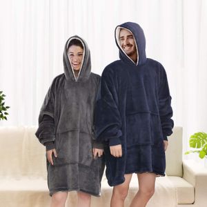 TV S￩ter con capucha de TV c￡lido y c￡lido manta unisex de bolsillo gigante para adultos y ni￱os mantas pesadas de vell￳n para camas viajar a casa