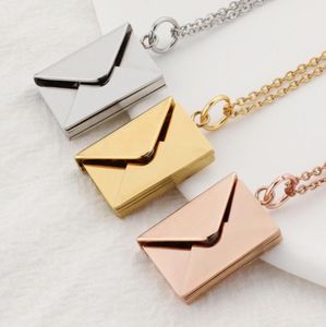 Colar de medalhas de envelope com ouro rosa de ouro rosa cor de prata amor amor sua mensagem secreta colares pendentes para menina presente do dia das mães