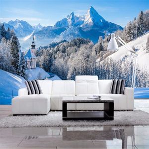 3D Photo Wallpaper Snow Mountain Landscapes personalizzato stampa sfondi stampati per pareti camera da letto