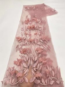 Hochzeitsstoffe Für Kleiderspitze großhandel-Luxus afrikanische Spitze mit D Blumen bestickter französischer Tüll Mesh Stoff für Partykleider Hochzeitskleid Kleid Zwiebel