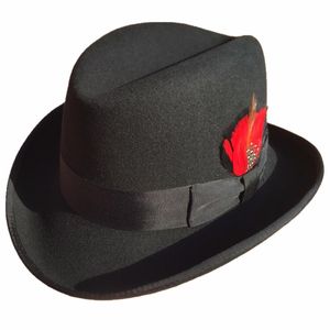 Berets Classic Wool Felt Homburg Godfather Fedora Bowler Hat For Men WomenBerets