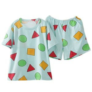 Pijama Sin Chan Man Pajama Sinchan 면화 여름 짧은 세트 커플과 여성 잠옷 220426에 대한 일본 파자마