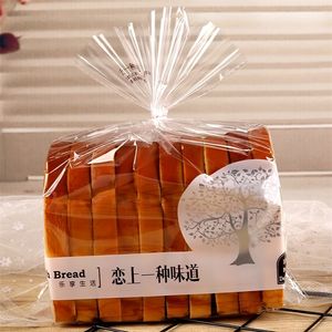 100 st / parti transparent brödpåse toast cake west pek väska bageri förpackning matväskor engångs konditorisar 201015