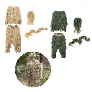Conjuntos de caça roupas 3D Tree Ghillie Suits Sniper Camuflagem Vestuário Jaqueta e Calça
