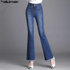 Vintage Ripped Autumn Winter High Waist Denim Female Flare Jeans for Women Bell Bottom Fat Mom Wide Leg Skinny Woman 210608