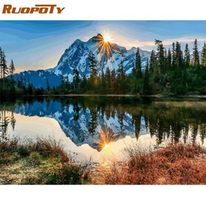 Ruopoty Frame Snow Mountain Diy Painting by Numbers Kit Modern Home Wall Art Picture Acrylic Coloring Artwork 40x50cm LJ200908