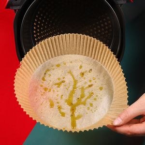 50 sztuk / worek Powietrze Fryer Pergamin Papier Wkładki Non-Stick Jednorazowy Train Papier Grill Płyta Karmowe Kuchnia Kuchnia Okrągłe Papiery Piekarnicze DHL