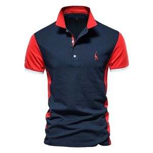 Camicia POLO estiva in cotone da uomo Polo da ricamo marca giraffa Polo manica corta stile Inghilterra di alta qualità 220517