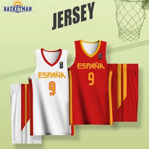 Wholesale sublimated team uniforms for sale - Group buy Full Sublimation Basketball Uniform For Men Sportwear Spain Letter Print Custom Team Name Sports Training Quickly Dry Tracksuits