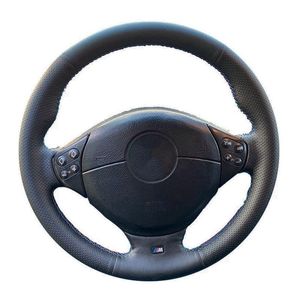 Cubiertas de volante cubierta de automóviles de cuero artificial negro accesorios de bricolaje sin deslizamiento para M Sport E36 E39 Z3 E36 Steering CoverStendering