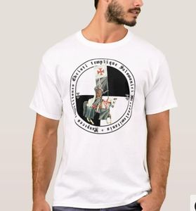 メンズTシャツナイツ寺院と剣を守る旗Tシャツ 夏の綿の半袖OネックメンズTシャツS XL
