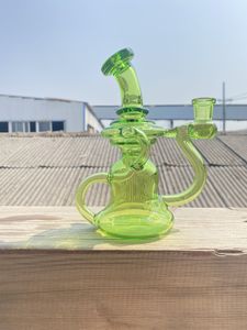 Hookahs, Dubbelupptagningsåtervinning, Grön, Glas Bong Factory Direktt Tillförsel för att acceptera personliga anpassade 14mm glasoljeplattor