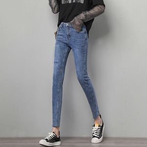 Kadın Kot Kadınlar 2022 İlkbahar Sonbahar Moda Uzun Delik Kadın Skinny Denim Pantolon Bayanlar Yüksek Bel Ince Kalem Pantolon P62