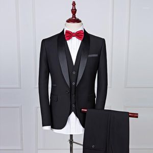 Herren-Hochzeitsanzüge Bräutigam 2022 Slim Fit männlicher Anzug formaler schwarzer Luxus-Mann Neuester Mantel-Hose-Designs Kostüm Homme Mariage Herren-Blazer