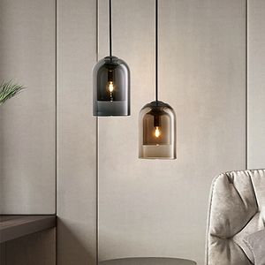 Siyah cam lambalar tek kafa basit modern oturma odası bar kolye lamba İskandinav retro restoran asılı lamba