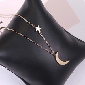 Colares pendentes feminino feminino lunar estrela aço inoxidável colar feminina moda de forma dourada cor prata clavícula jóia de jóias