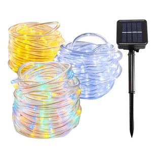 Strings 20M 30M Solar Rope Tube String Light Outdoor Copper Wire Fairy Garland Christmas Holiday Lighting For Garden Fence TreeLED LED