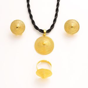 Halsband örhängen ring Habesha afrikanska bröllopsuppsättning smycken etiopier stil fin fast guld eritrea etiopisk brud sudan