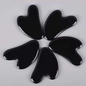 Natürliches Obsidian Gua Sha Brett, schwarzer Jadestein, Körper, Gesichts- und Augenkratzplatte, Akupunktur, Massage, Entspannung