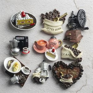 Nordic Ins Home Decoration 3D Food Macarone Coffee Kylskåp Pastan Magnetisk kaffekaka Kettle Kylskåp Magnet Collection Gift 220426