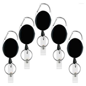Keychains 5 Pack Heavy Duty Retractable Badge Reel Id Card Holder With Clip And Keyring Carabiner Keychain Belt Black Smal22