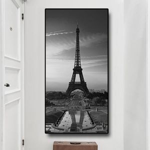 Svartvitt Paris Eiffel Tower Landscape Skandinaviska affischer och tryck CityScape Canvas Art Wall Picture For Living Room